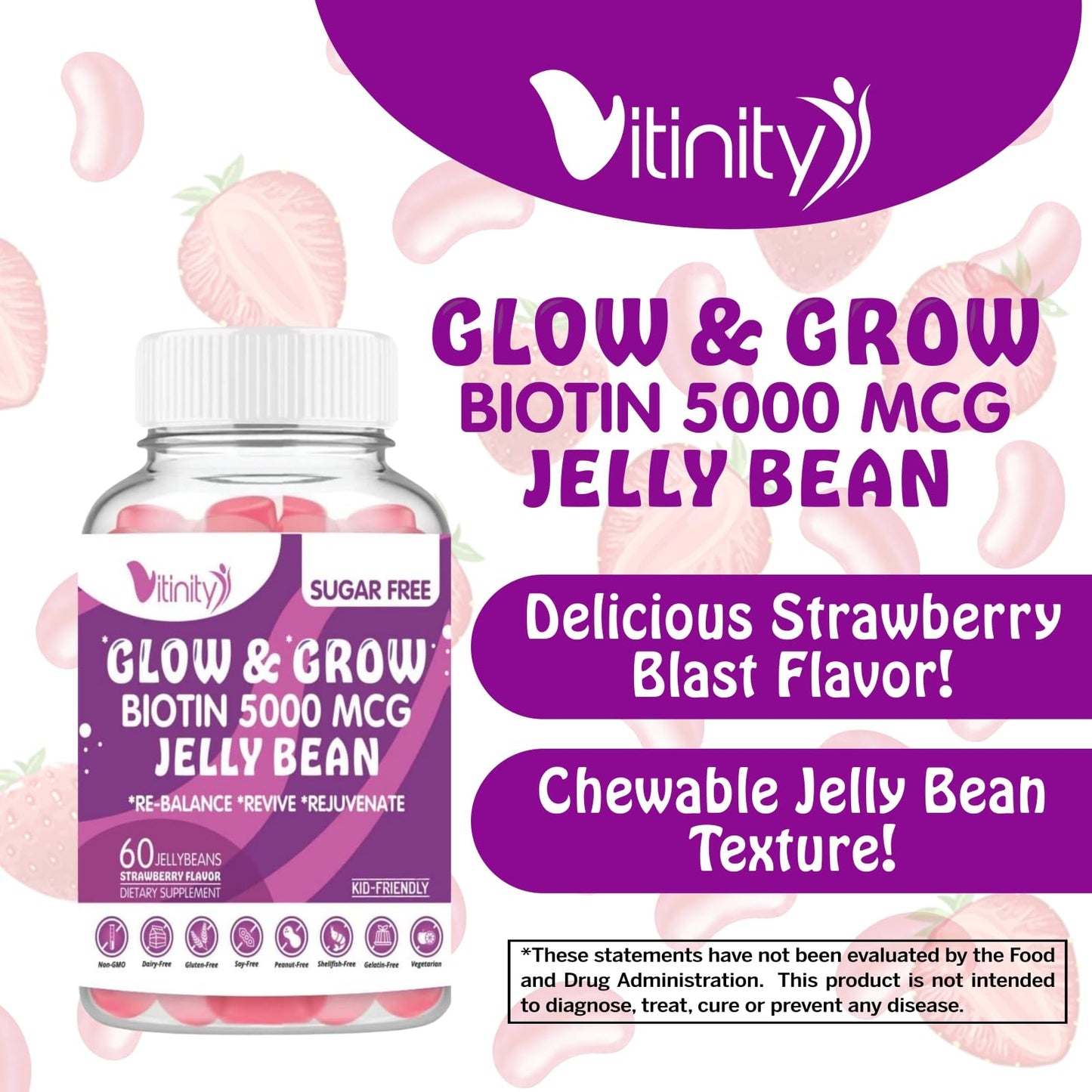Gomitas biotina 5000mcg Vitinity suplemento vitamina B7 sin azúcar
