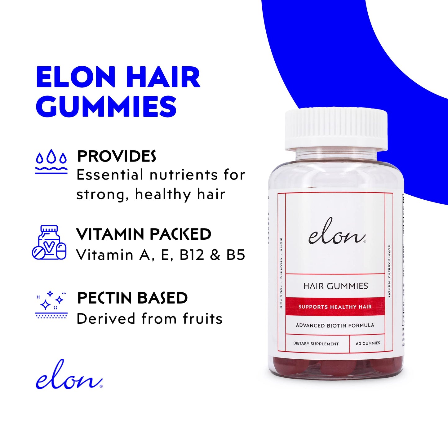 Gomitas sabor cereza biotina Elon vitaminas para cabello piel uñas