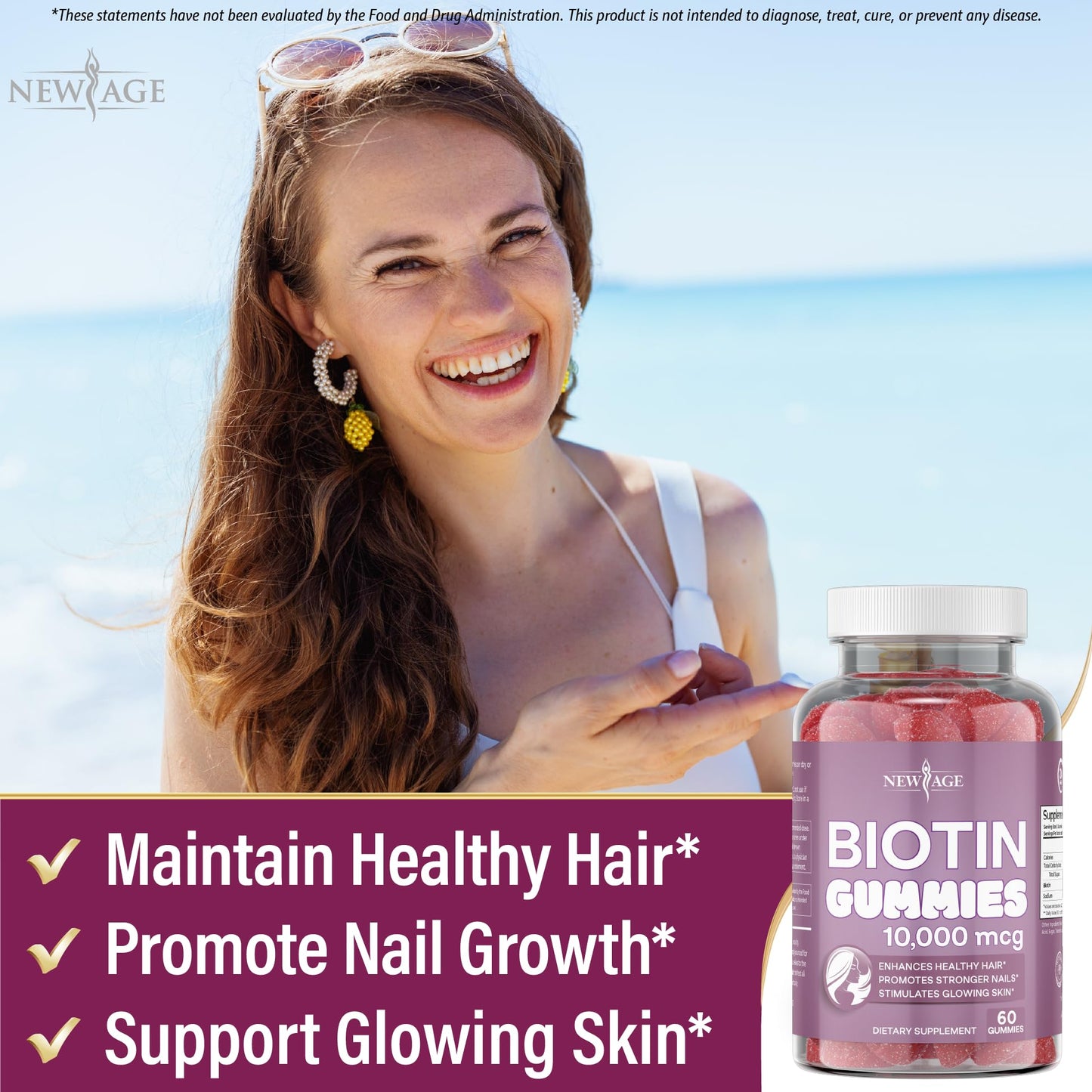 Gomitas biotina saludable cabello piel y uñas NEW AGE