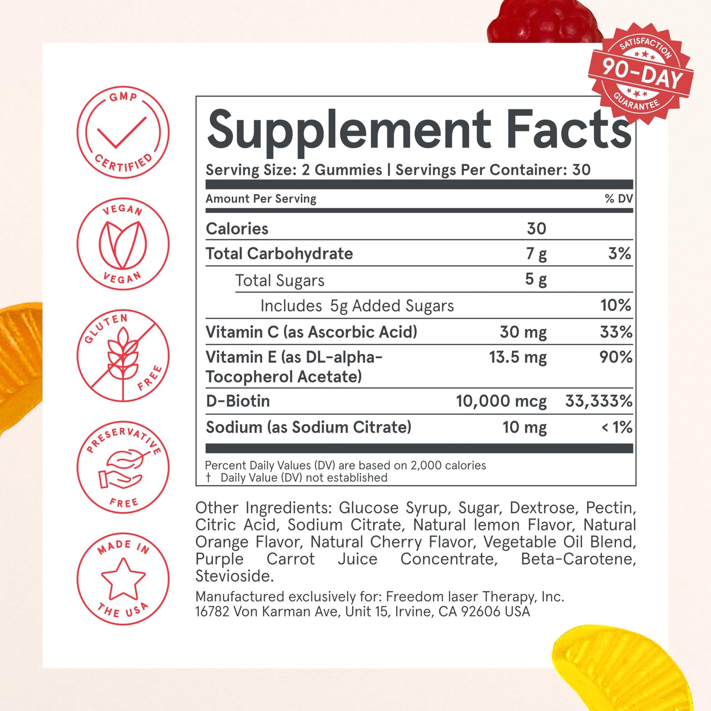 Gomitas para cabello iRestore con antioxidantes vitaminas E y C