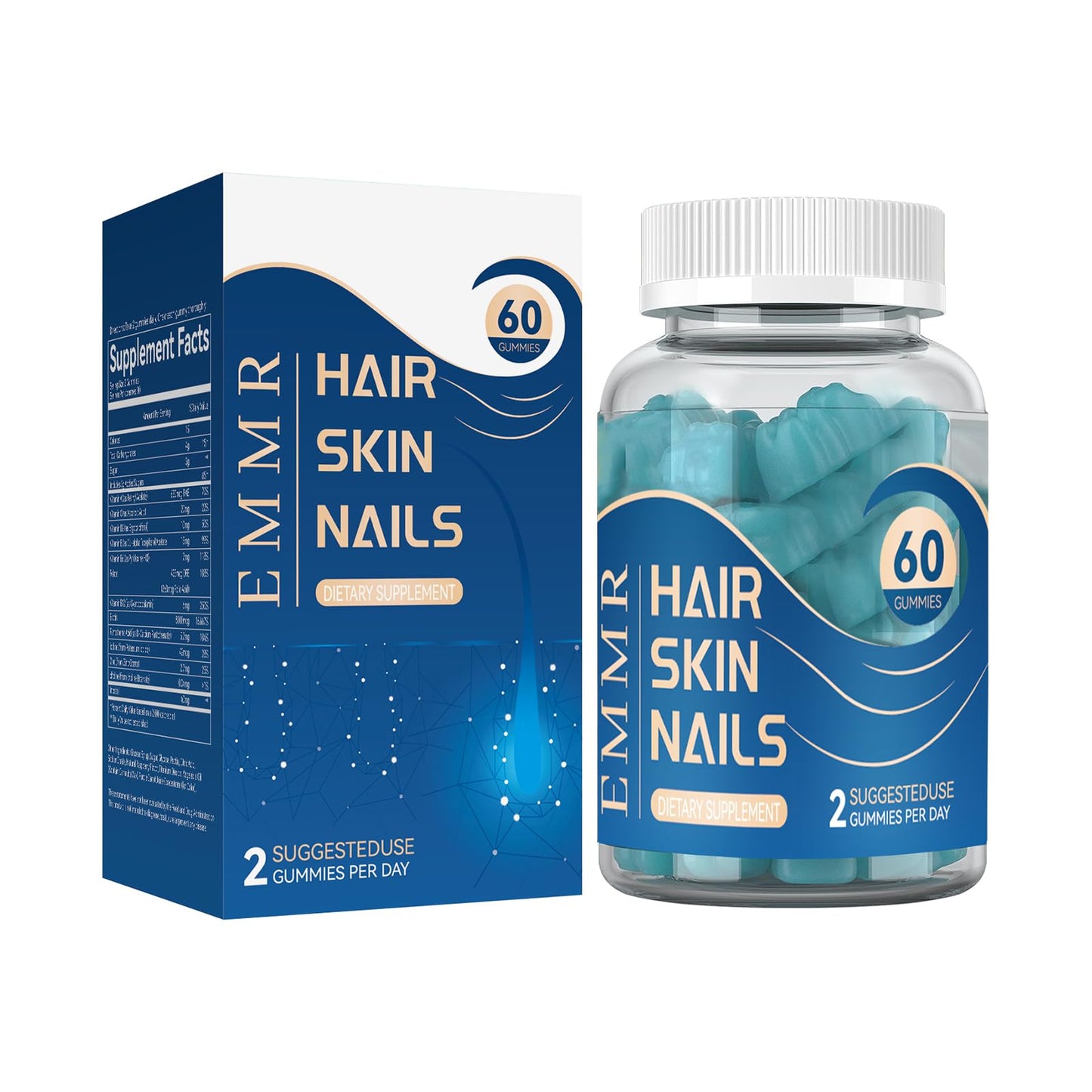 Frasco de gomitas para cabello, piel y uñas XUIZNEOW