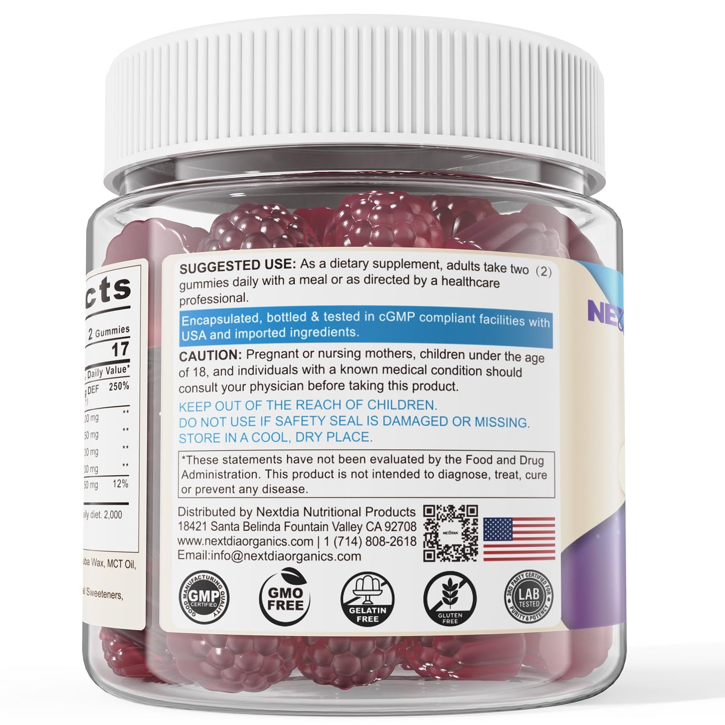 Gomitas energéticas Nextdia vitamina b12 y b6 veganas pack2