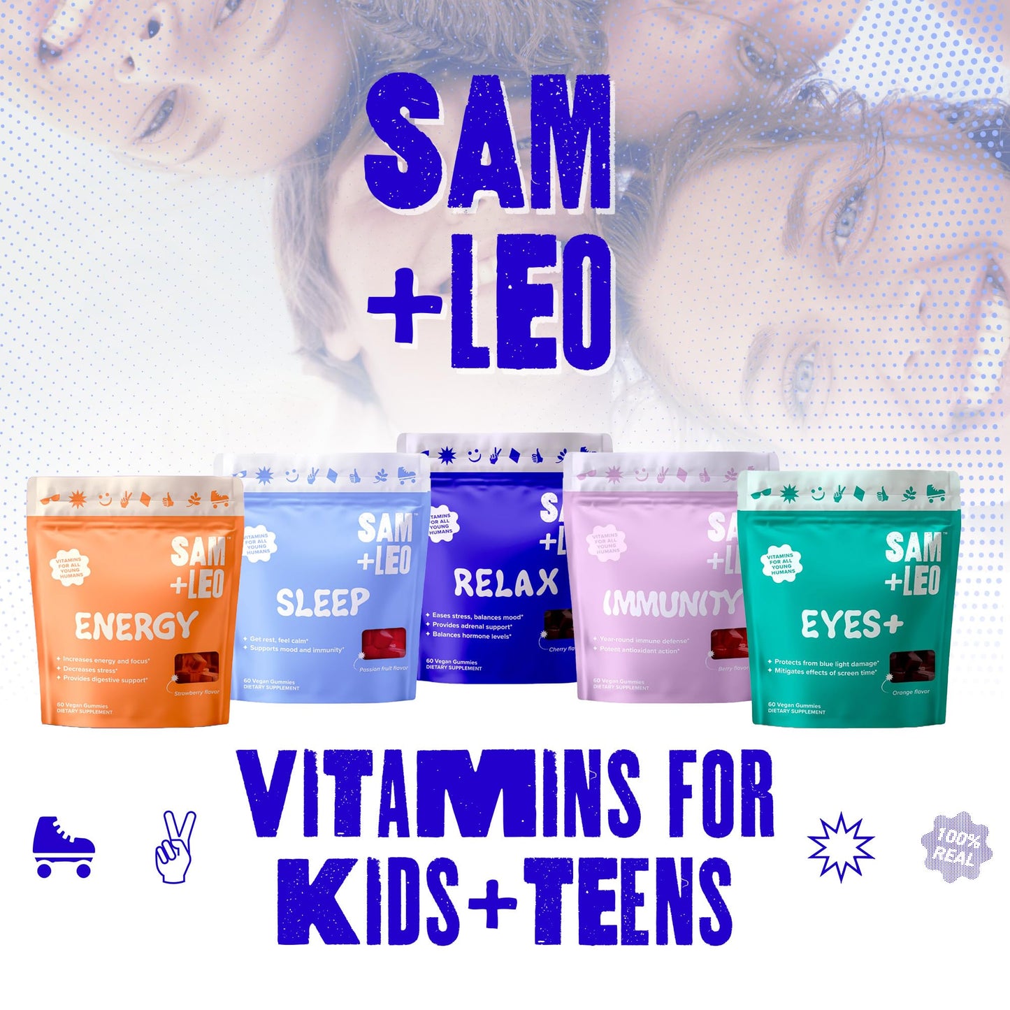 Gomitas enfoque y energía SAM+LEO para niños y adolescentes