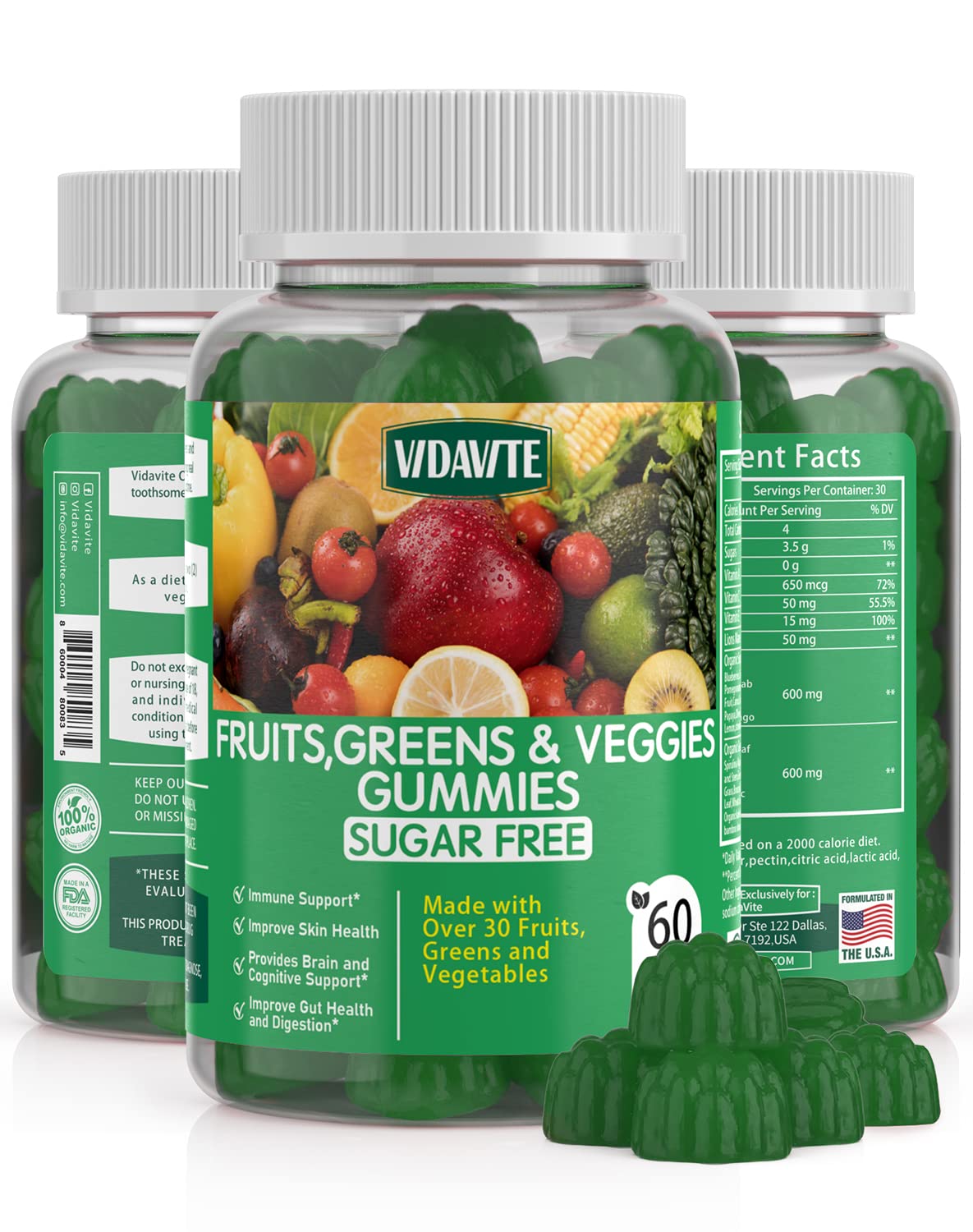 gomitas frutas y verduras sin azúcar vidavite
