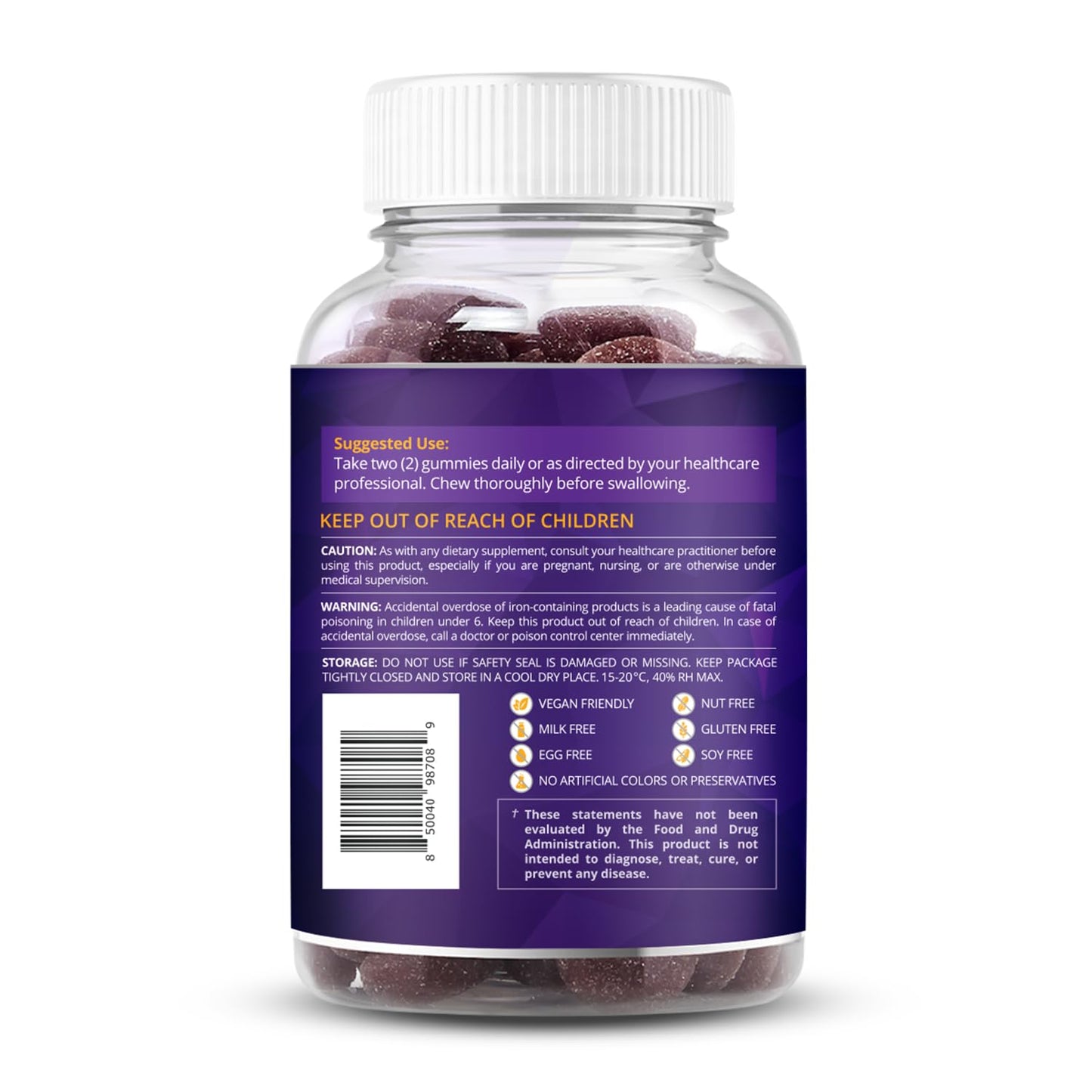 Gomitas hierro BeLive con vitamina C y complejo B para salud integral