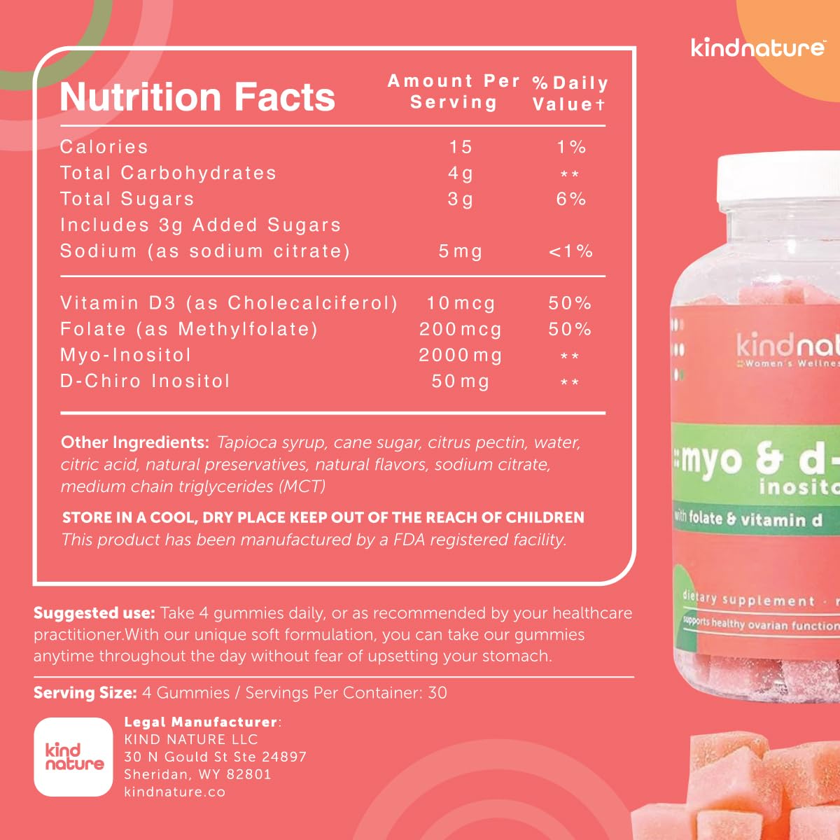 Gomitas Kind Nature inositol para fertilidad y bienestar