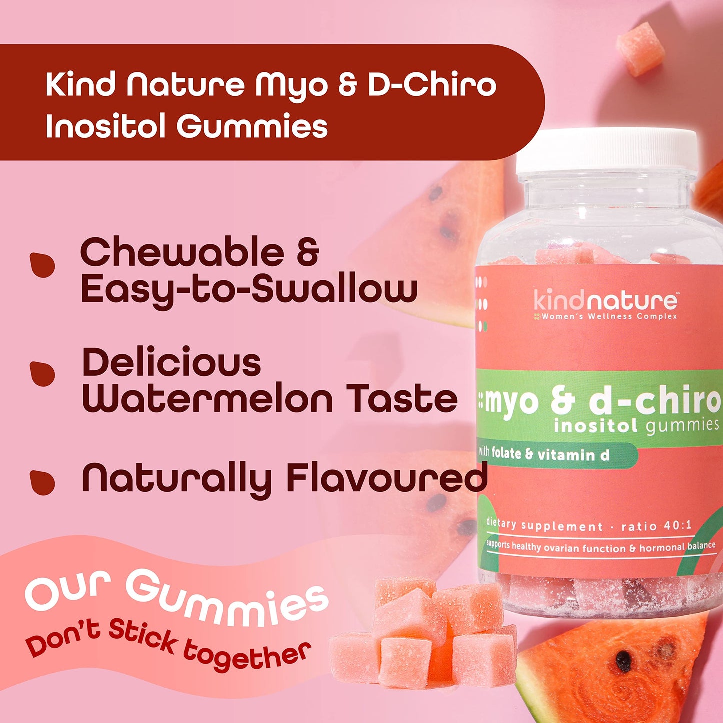 Gomitas kindnature Myo-Inositol y potasio para bienestar integral