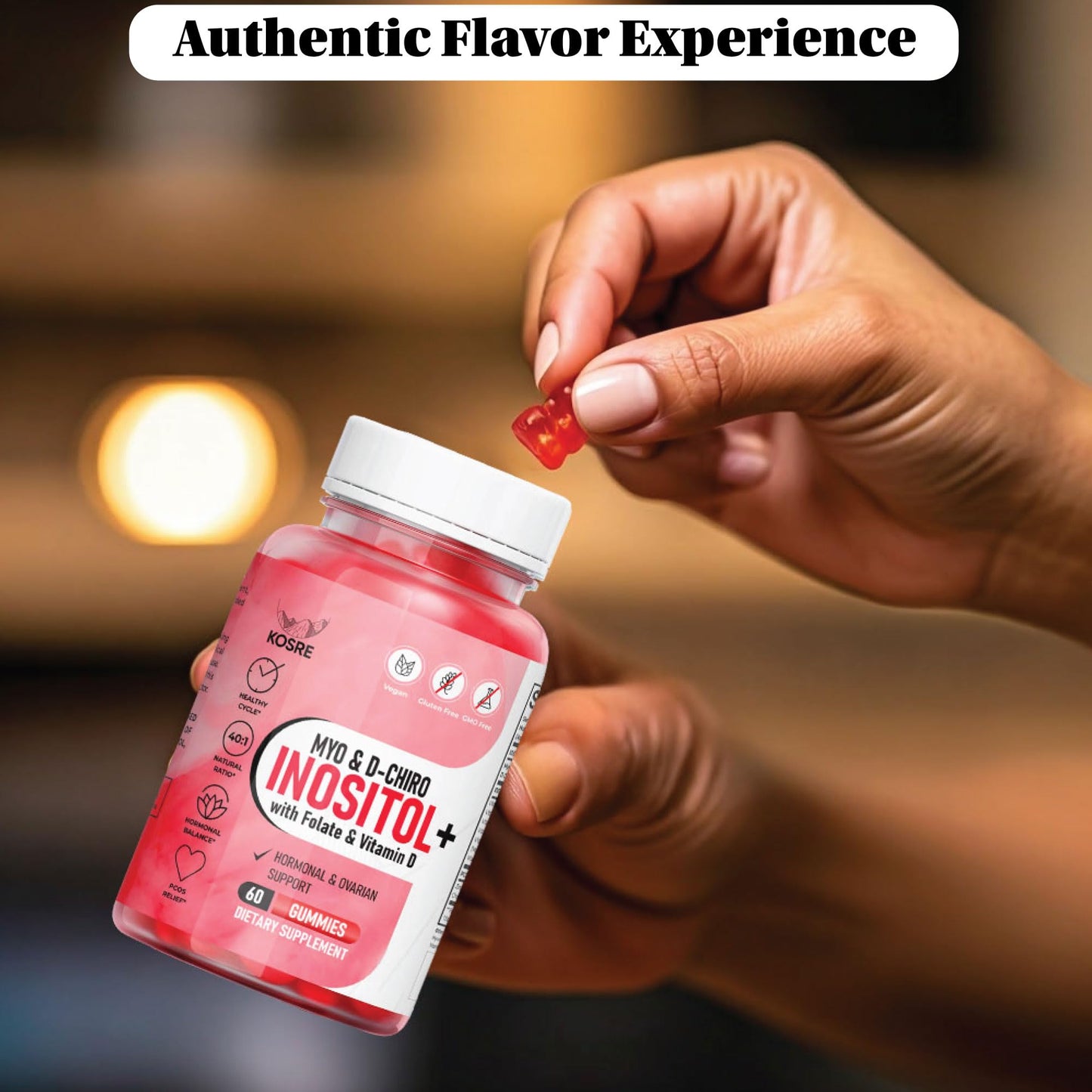Gomitas KOSRE sabor natural para suplemento hormonal femenino