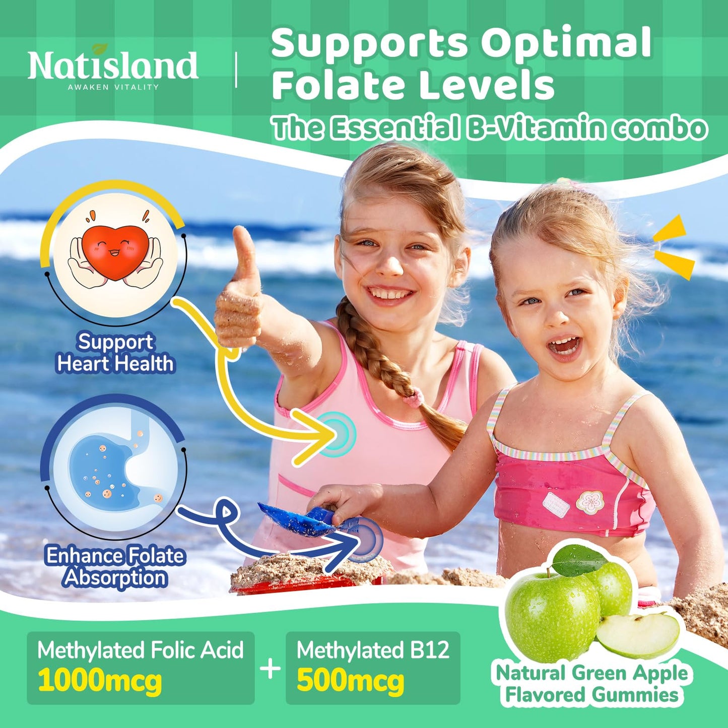 Gomitas L-metilfolato NATISLAND con xilitol para dientes sanos