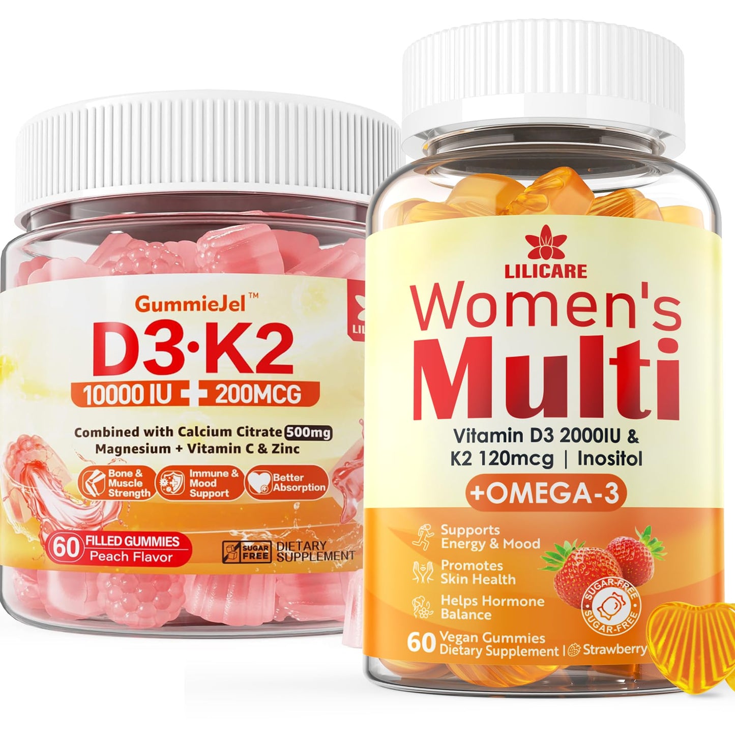 Gomitas LILICARE sin azúcar vitamina d3 k2 para mujeres