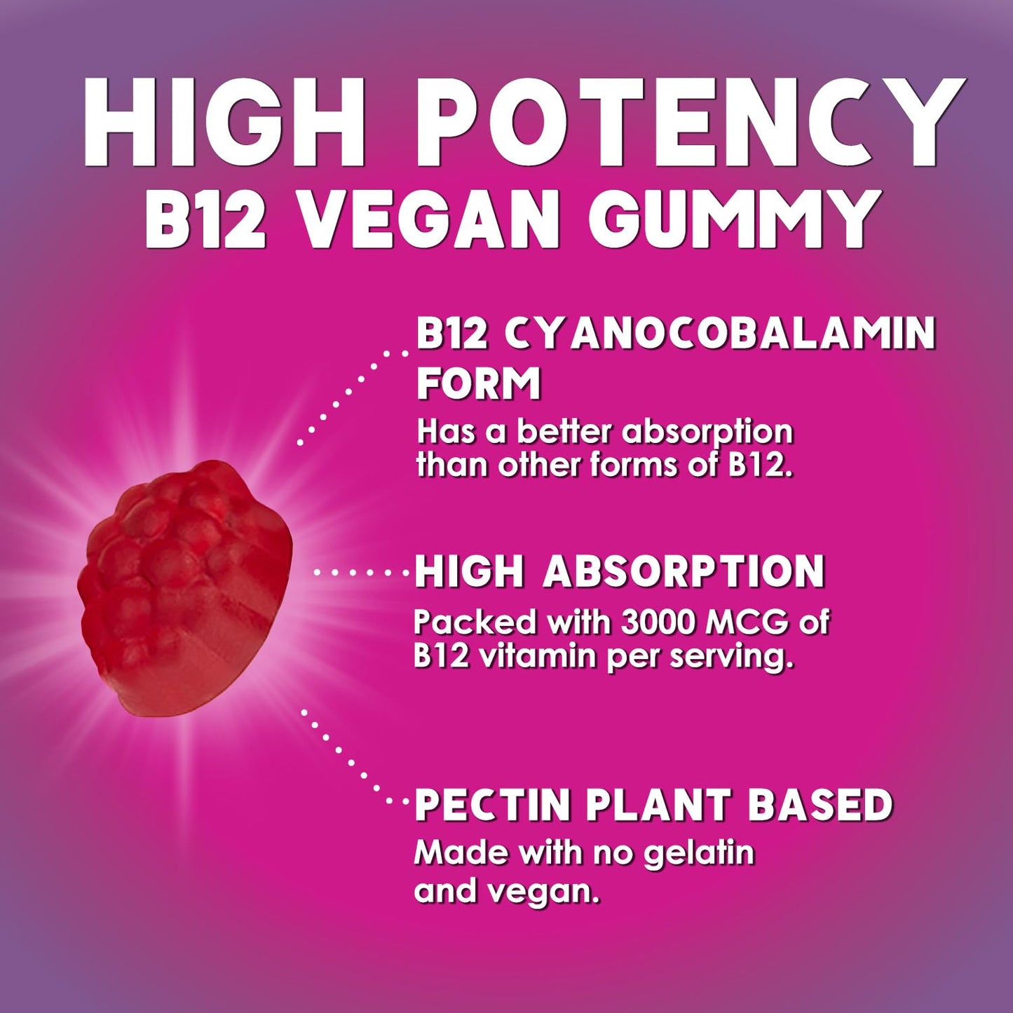 Gomitas masticables vitamina B12 3000 mcg Nature's Nutrition