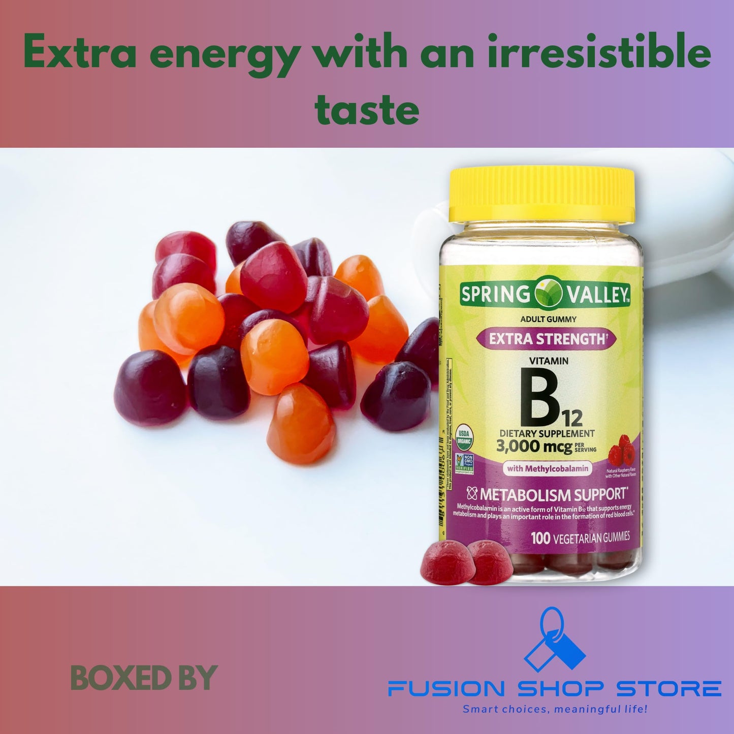 Gomitas masticables vitamina b12 para energía y salud diaria 100 piezas