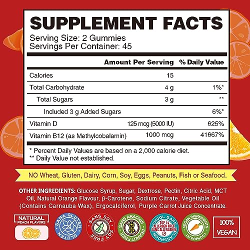 Gomitas masticables vitamina B12 metilada y D3 para niños adultos
