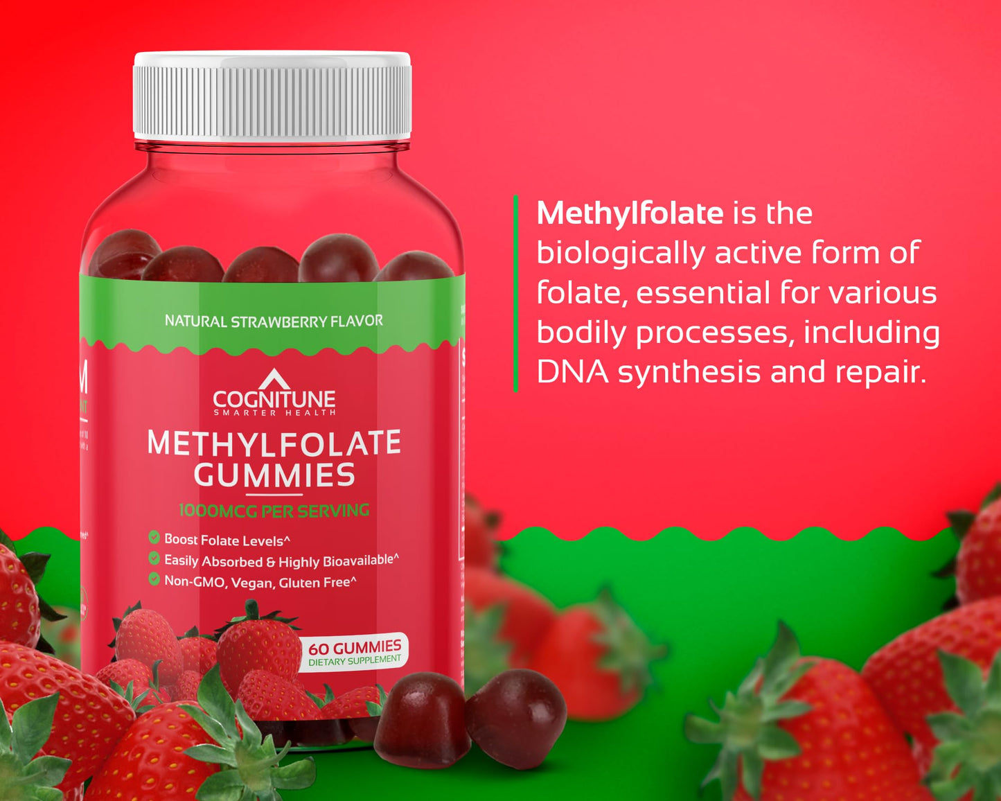 Gomitas metilfolato CogniTune envase con etiquetas visibles