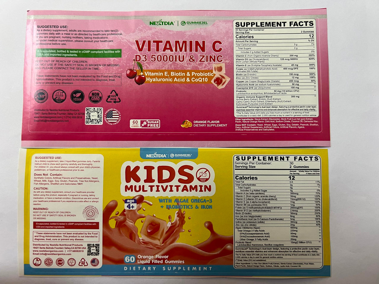 Gomitas multivitaminas Nextdia sin azúcar vistas laterales