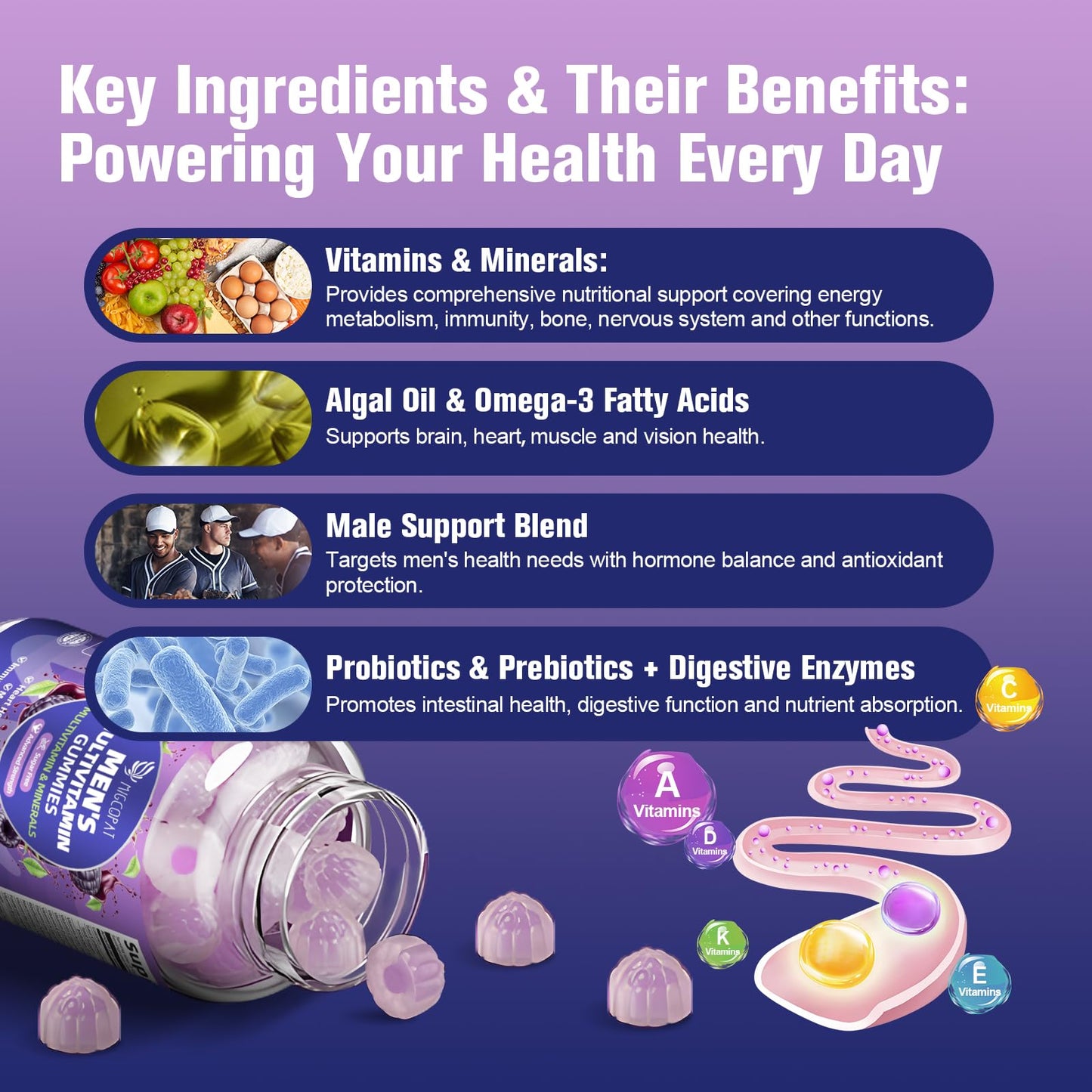 Gomitas multivitamínicas sabor mora apoyo energía