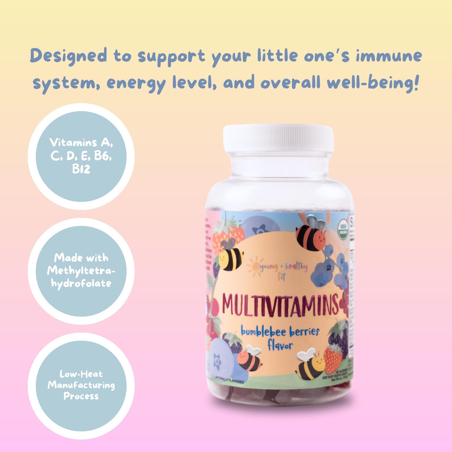 Gomitas multivitamínicas diseñadas para niños.