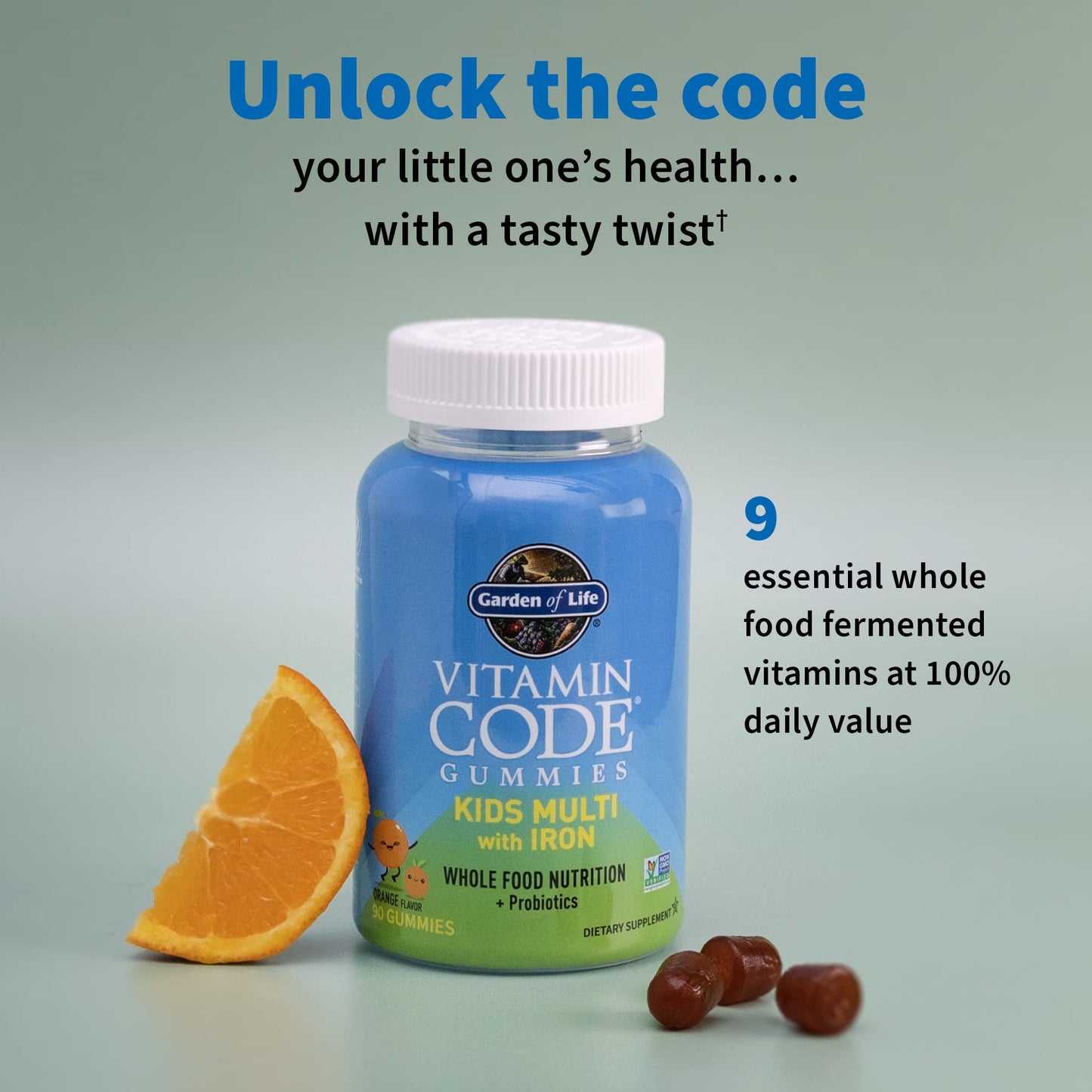 Gomitas multivitamínicas para niños de Garden of Life con suplemento de hierro.