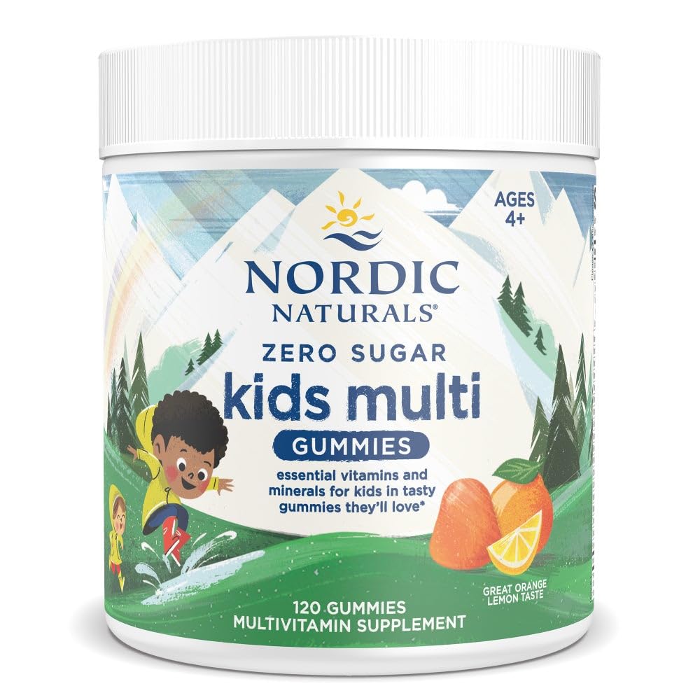 Envase de gomitas multivitamínicas para niños sabor naranja limón