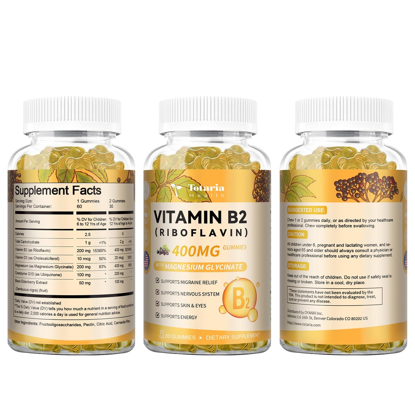 Gomitas naturales vitamina B2 Totaria para apoyo energético y nervioso