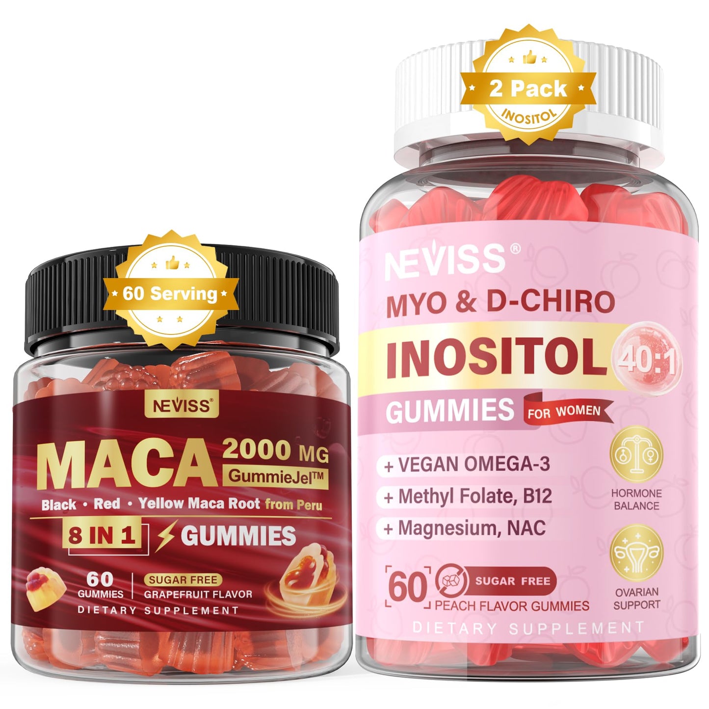 Gomitas NEVISS raíz de maca inositol sin azúcar para energía y fertilidad