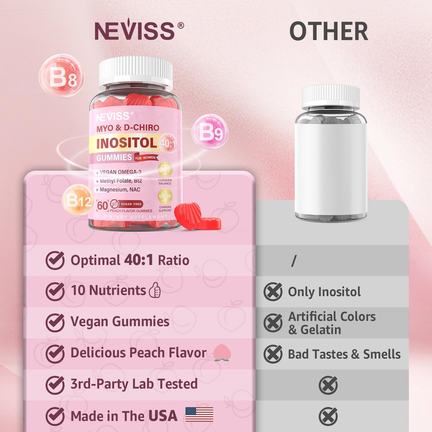 Gomitas NEVISS sin azúcar para salud hormonal y claridad mental