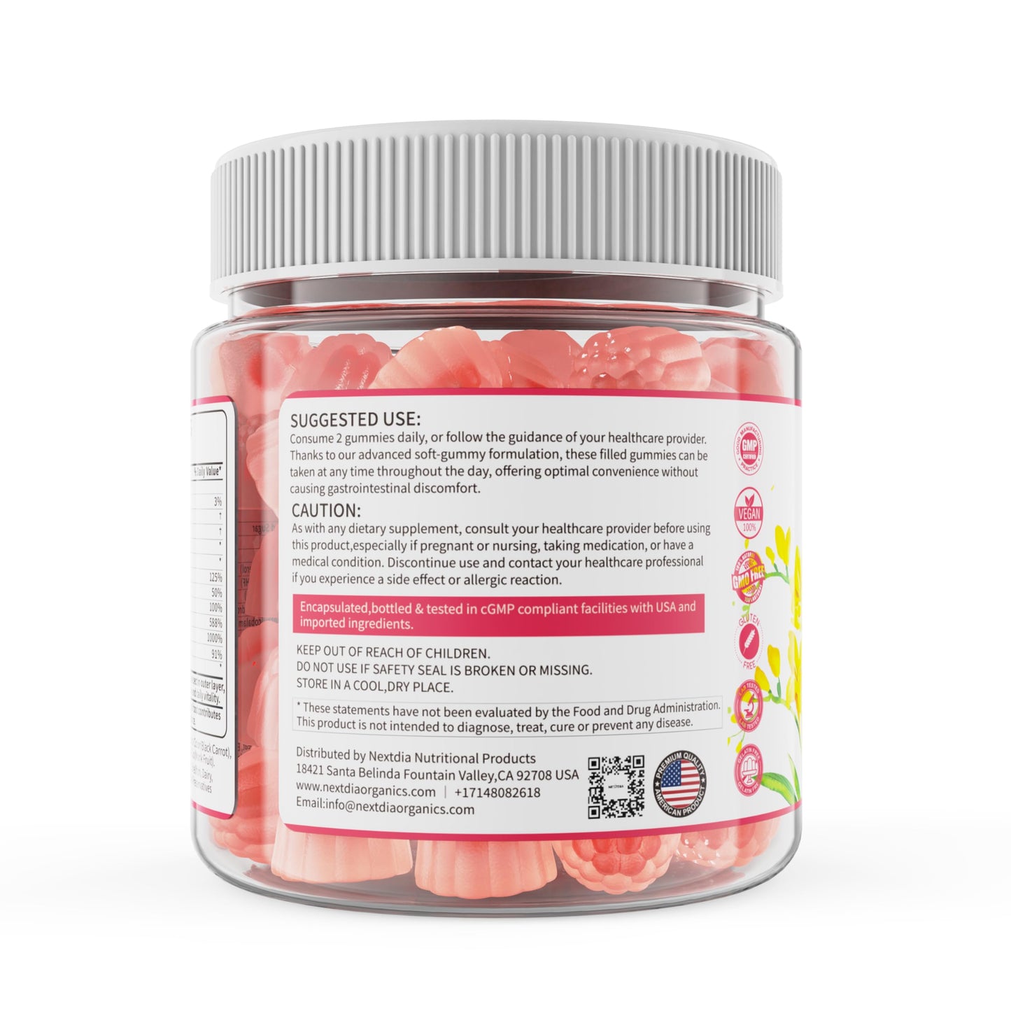 Gomitas suplementarias Nextdia con onagra y vitaminas B para salud femenina