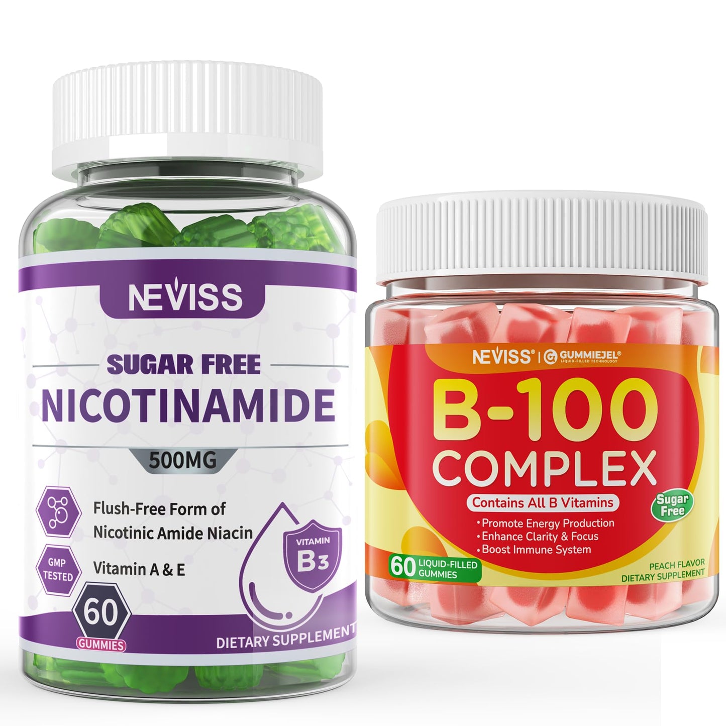 Gomitas nicotinamida 500mg y vitamina B100 NEVISS calidad usa
