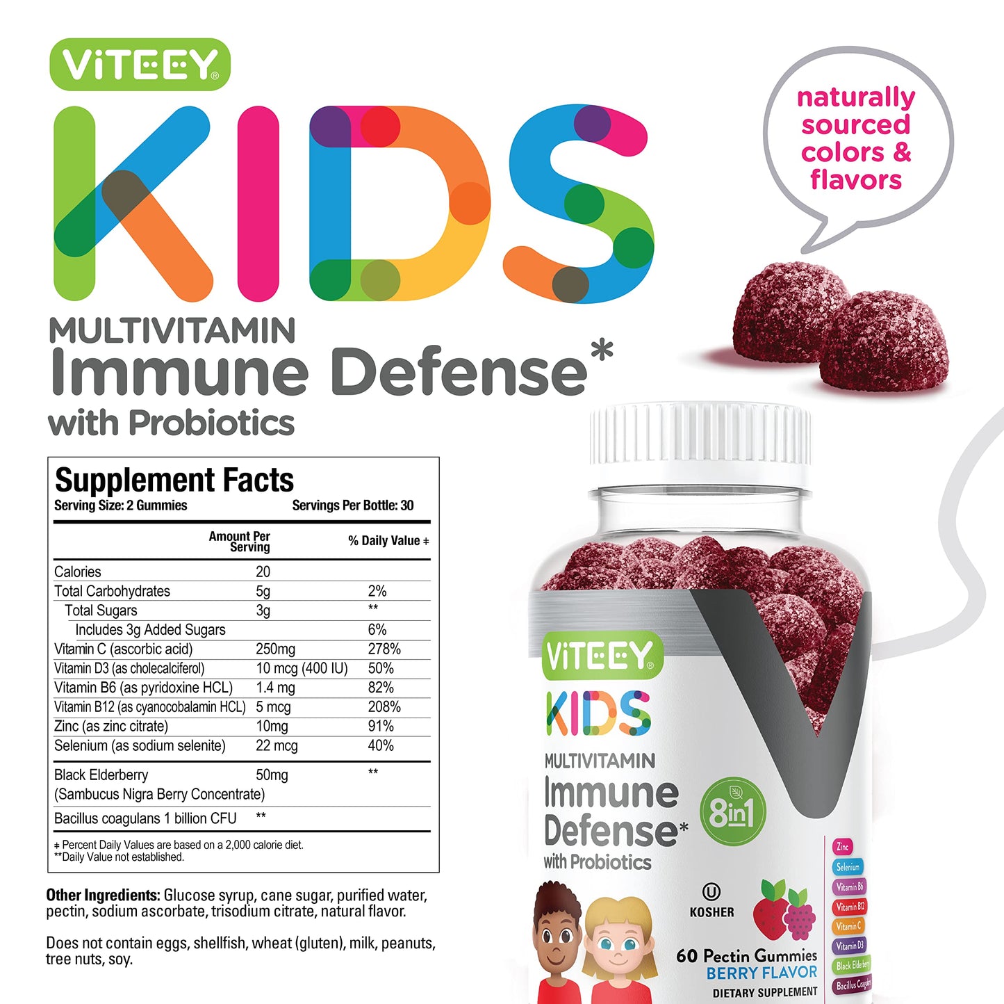 Gomitas multivitamínicas para niños con beneficios de salud