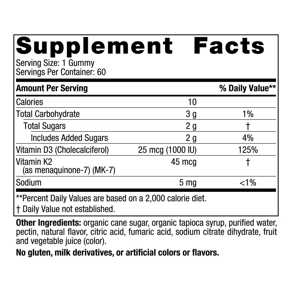 Gomitas Nordic Naturals D3 + K2 sabor granada para salud ósea y muscular
