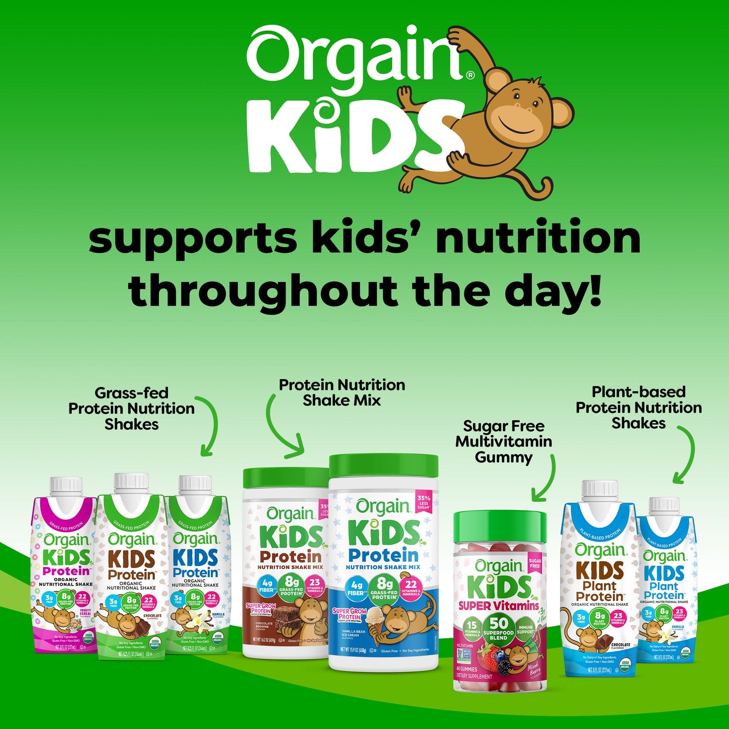 Gomitas Orgain Kids sin azúcar multivitaminas con vitaminas A,B12,C,D y zinc