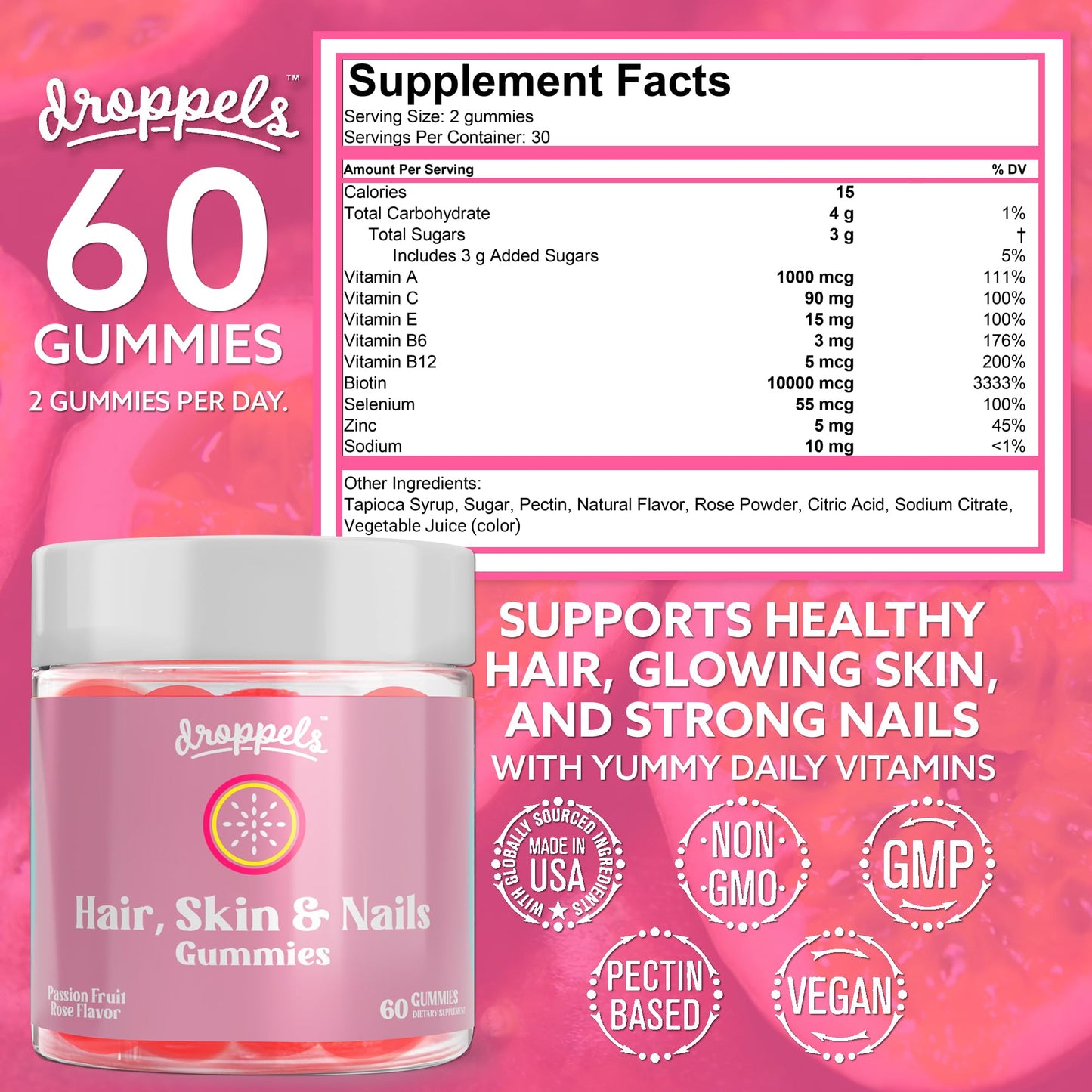 Gomitas pectina veganas con vitaminas cabello piel uñas