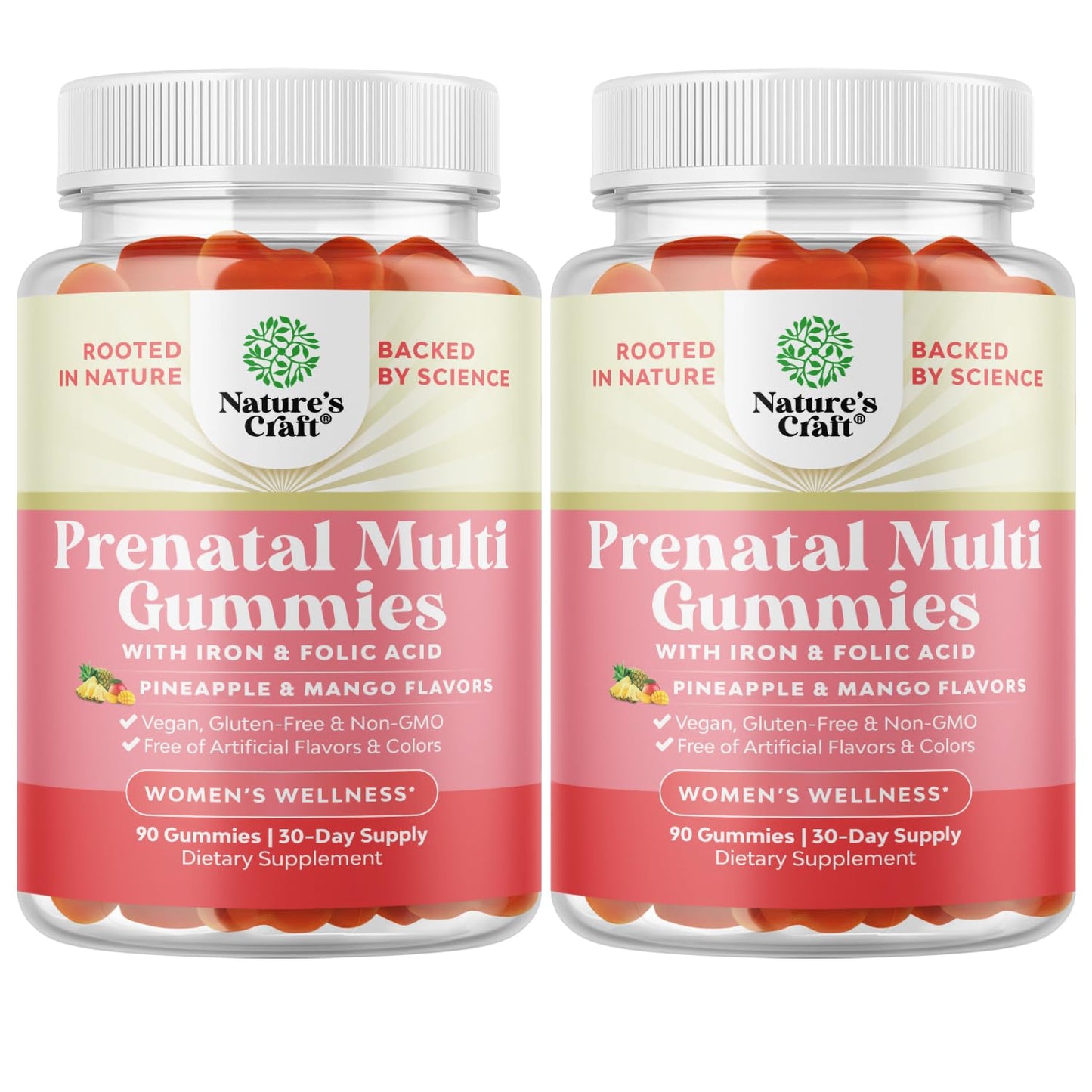 Gomitas prenatales veganas Natures Craft botella con vitaminas mujer
