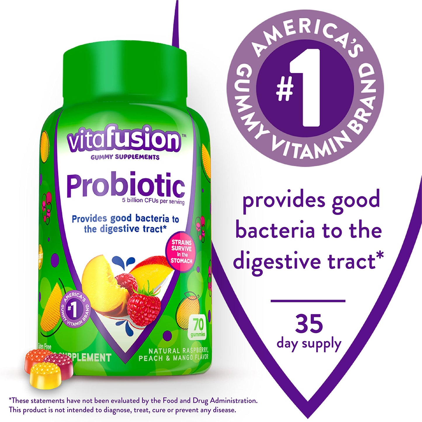 Gomitas probióticas vitafusion para adultos sabor natural y textura masticable