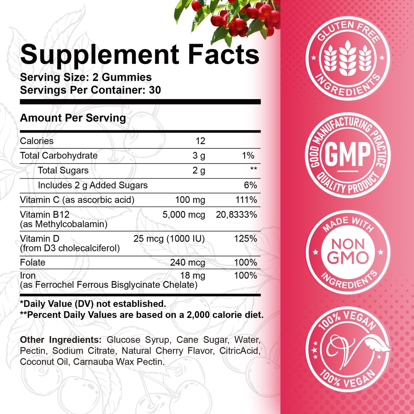 Gomitas ReviNutra vitamina b12 sabor cereza 60 unidades