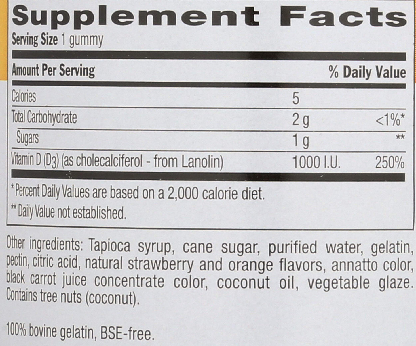 Gomitas sabor fresa naranja con vitamina d3 colecalciferol