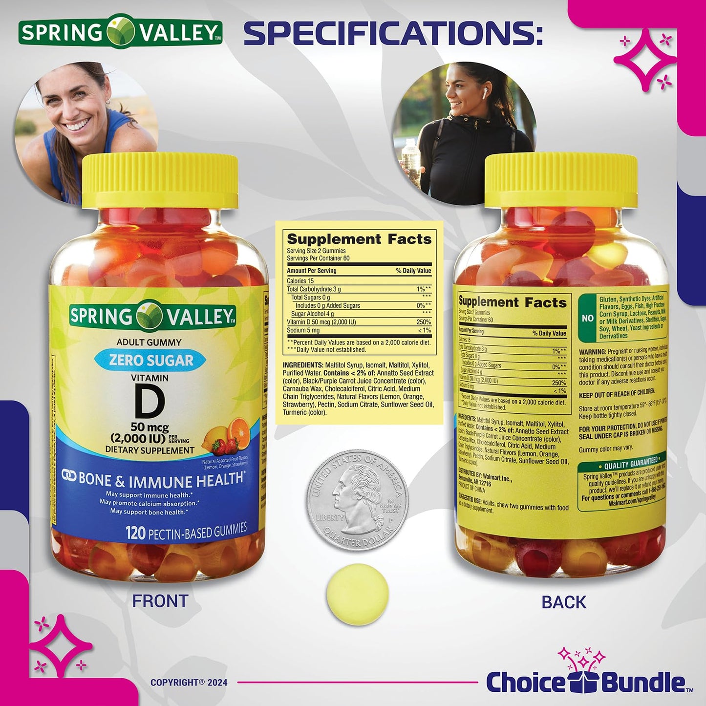 Gomitas sin azúcar para apoyar huesos y sistema inmune choice bundle