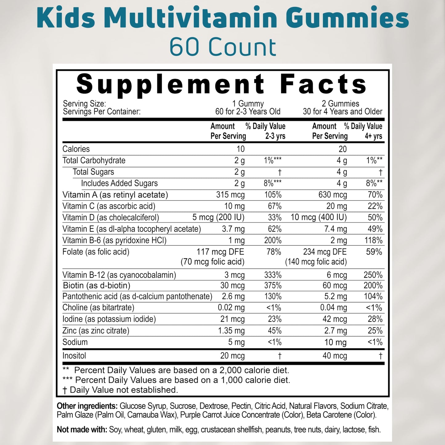 Gomitas multivitamínicas para niños sin gelatina ni gluten