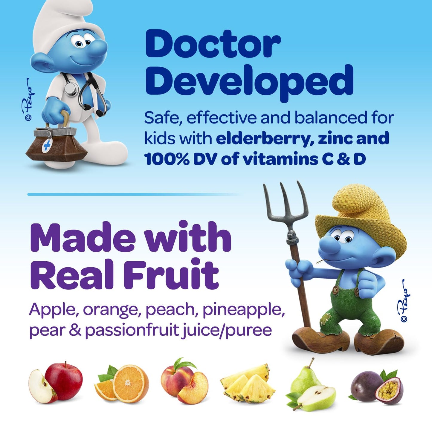 Gomitas Smurfs para niños sin colores ni sabores artificiales