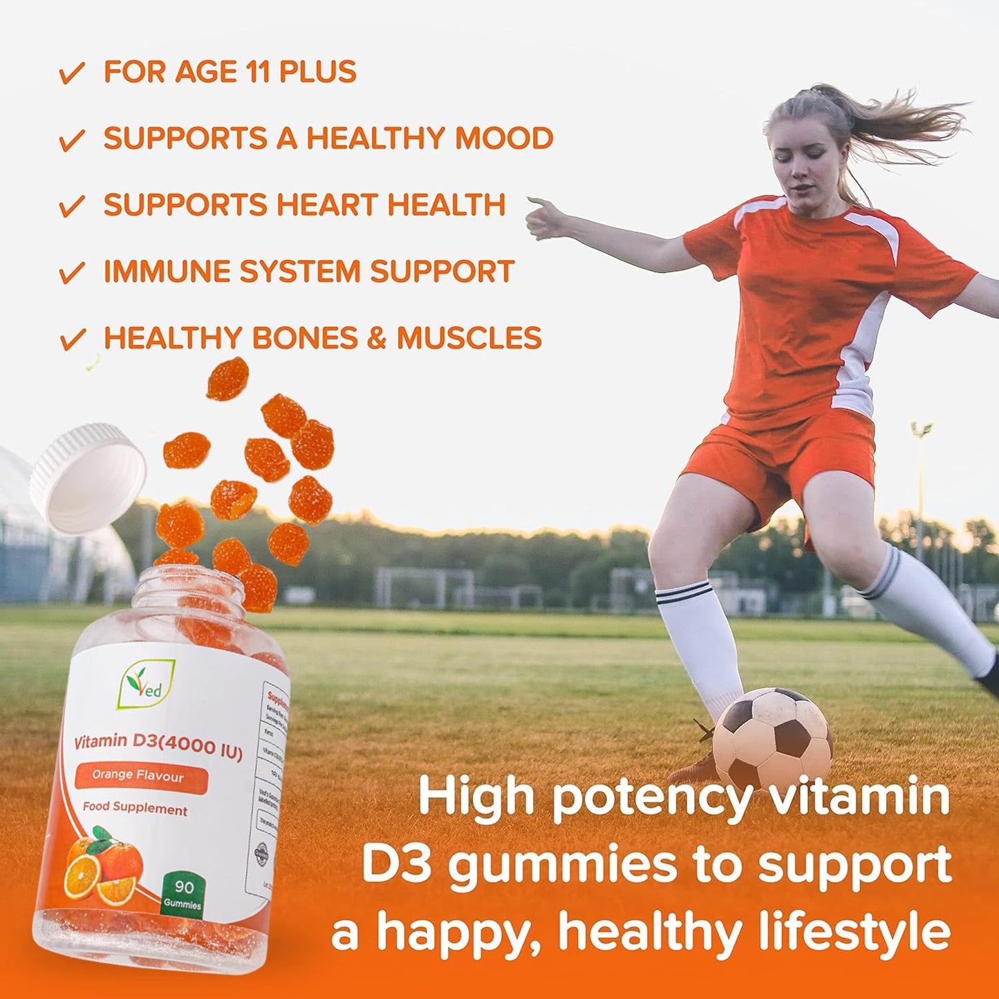 Gomitas Ved Vitamina D3 en mano