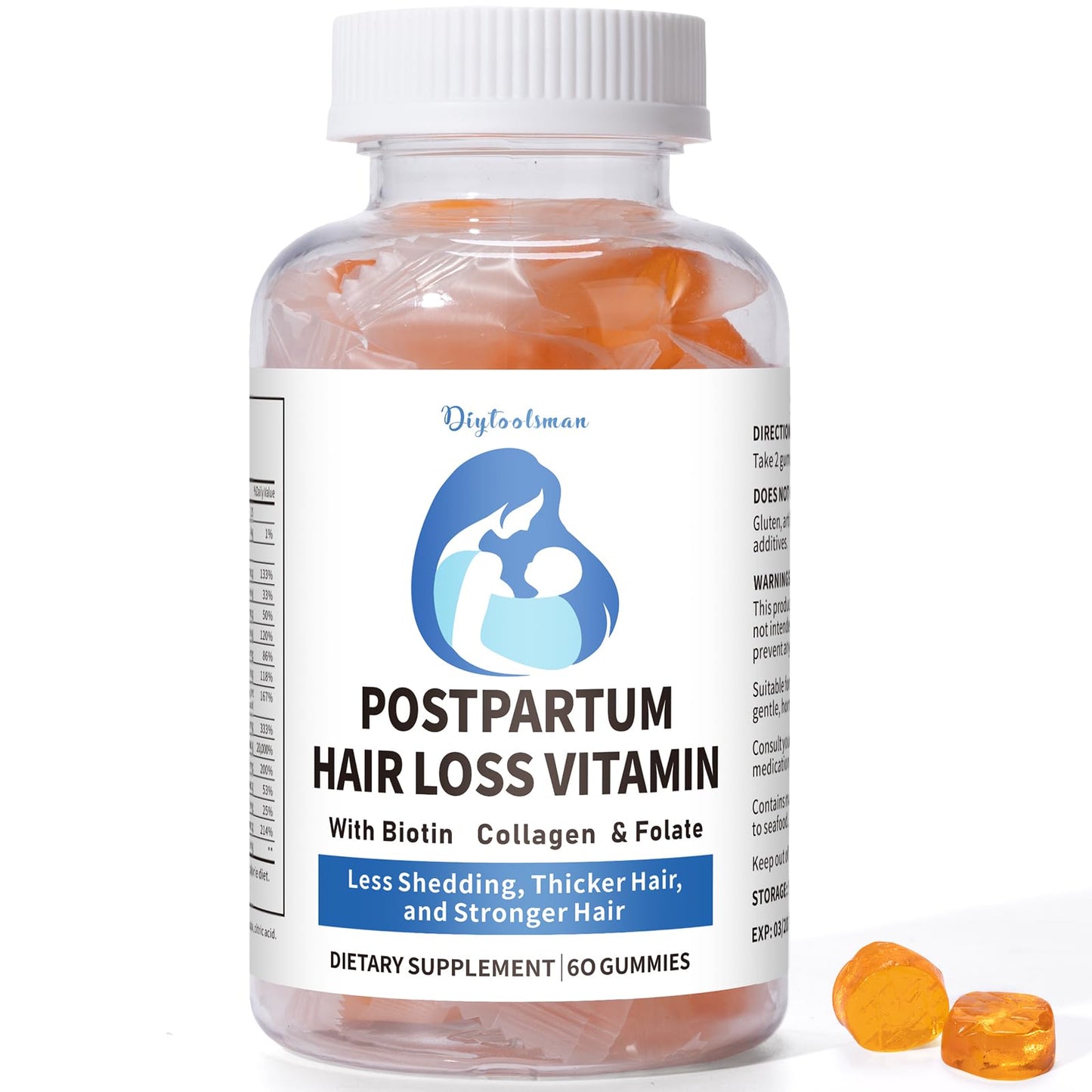 Gomitas veganas para la pérdida de cabello postparto con biotina