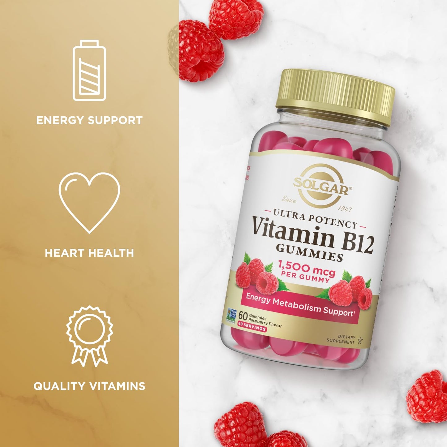 Gomitas veganas vitaminicas b12 frambuesa solgar suplemento adultos