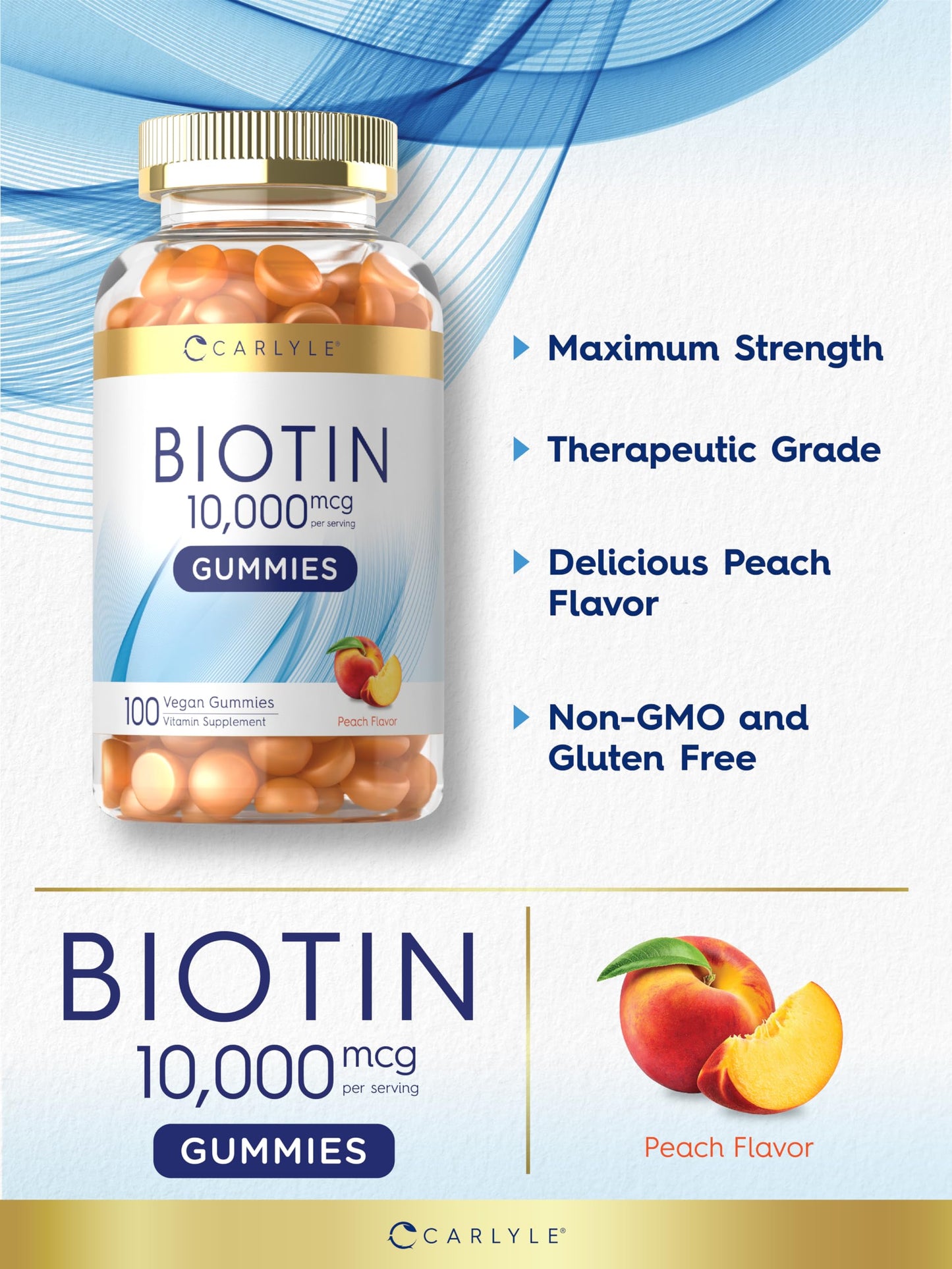 Gomitas veganas biotina para cabello piel uñas carlyle