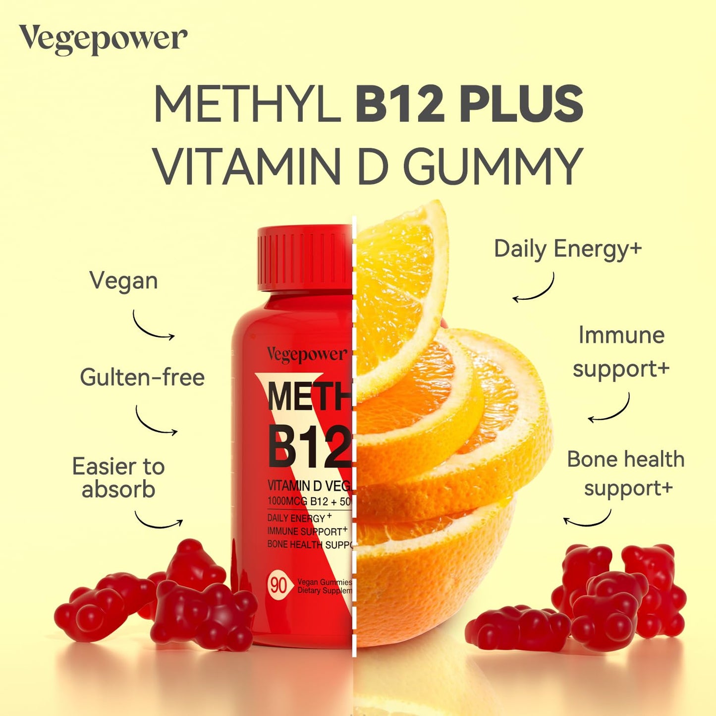 Gomitas vegepower vitaminas d3 b12 naturales y vegetales