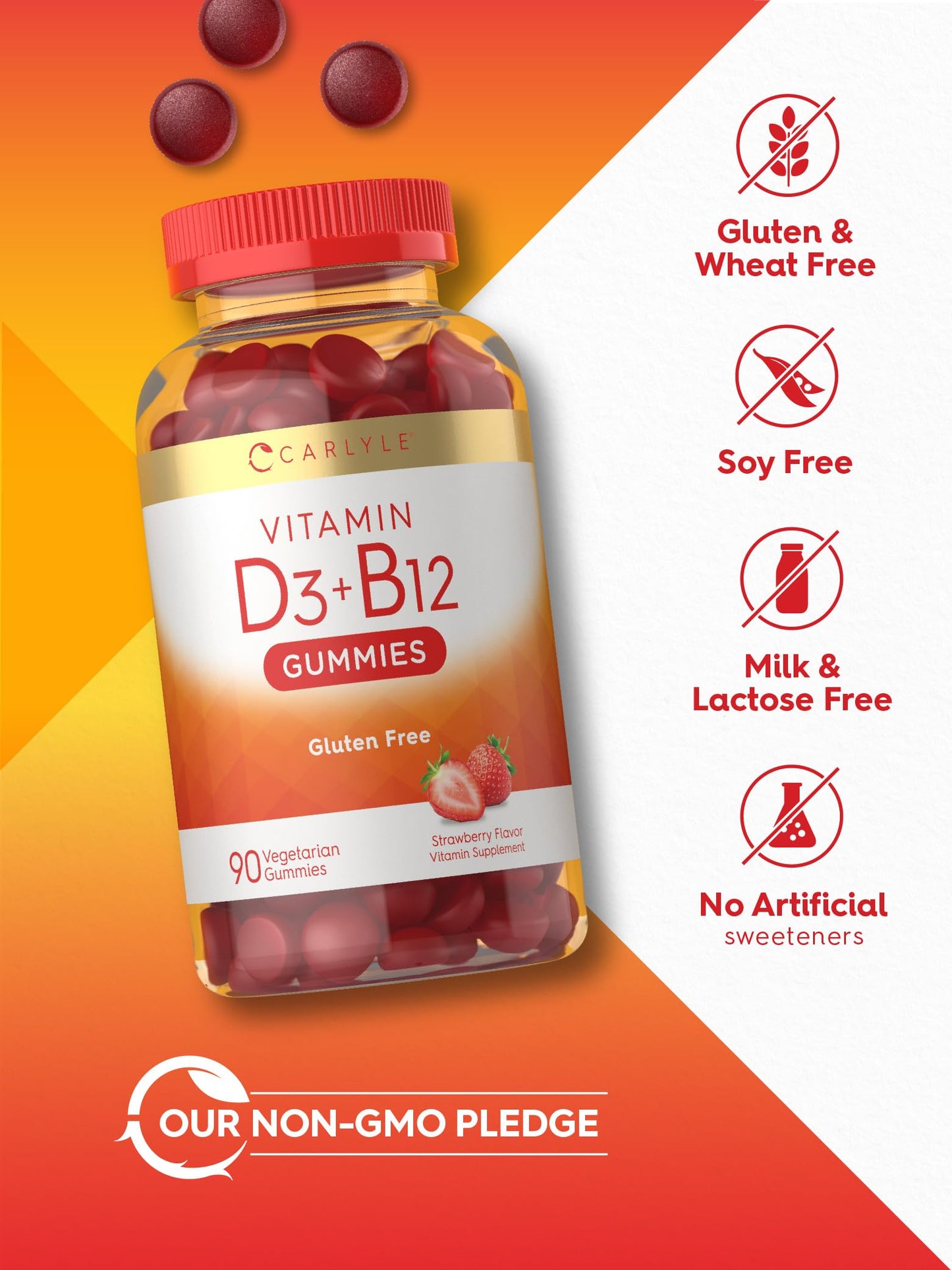 Gomitas vegetarianas Carlyle vitaminas d3 b12 sin GMO