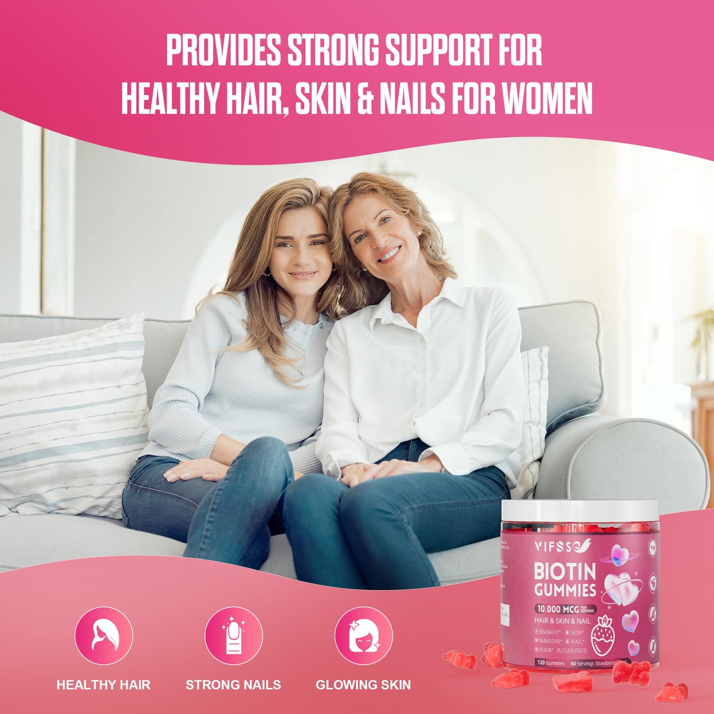 Gomitas VIFSSG 10,000mcg biotina para mujeres y hombres