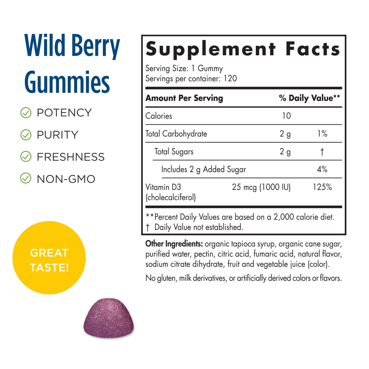 Gomitas violetas sabor baya nordic naturals vitamina d3