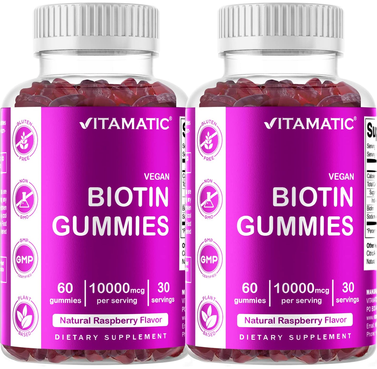 Gomitas Vitamatic biotina 10,000 mcg botella frontal