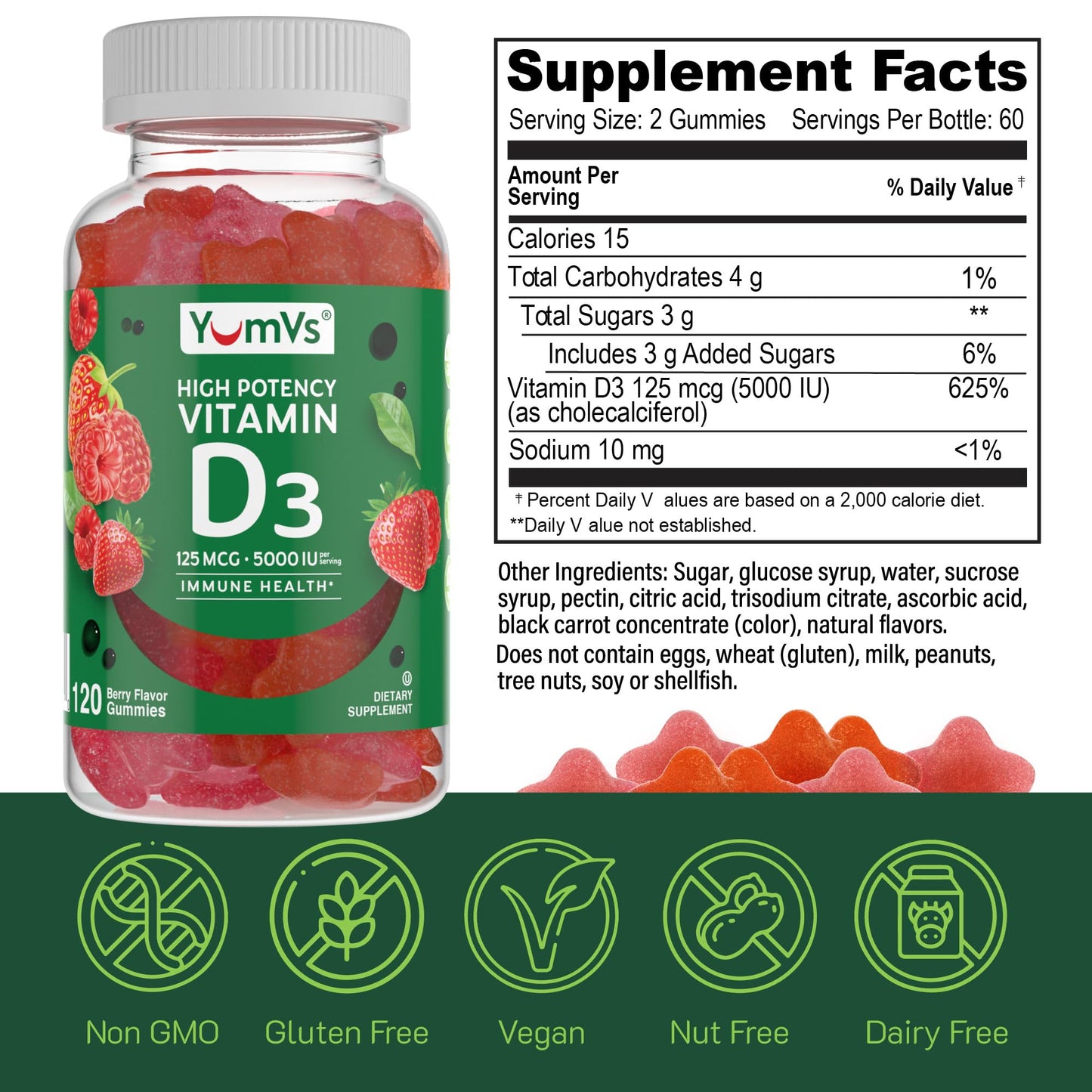 Gomitas vitamin d3 yumvs para huesos y sistema inmune