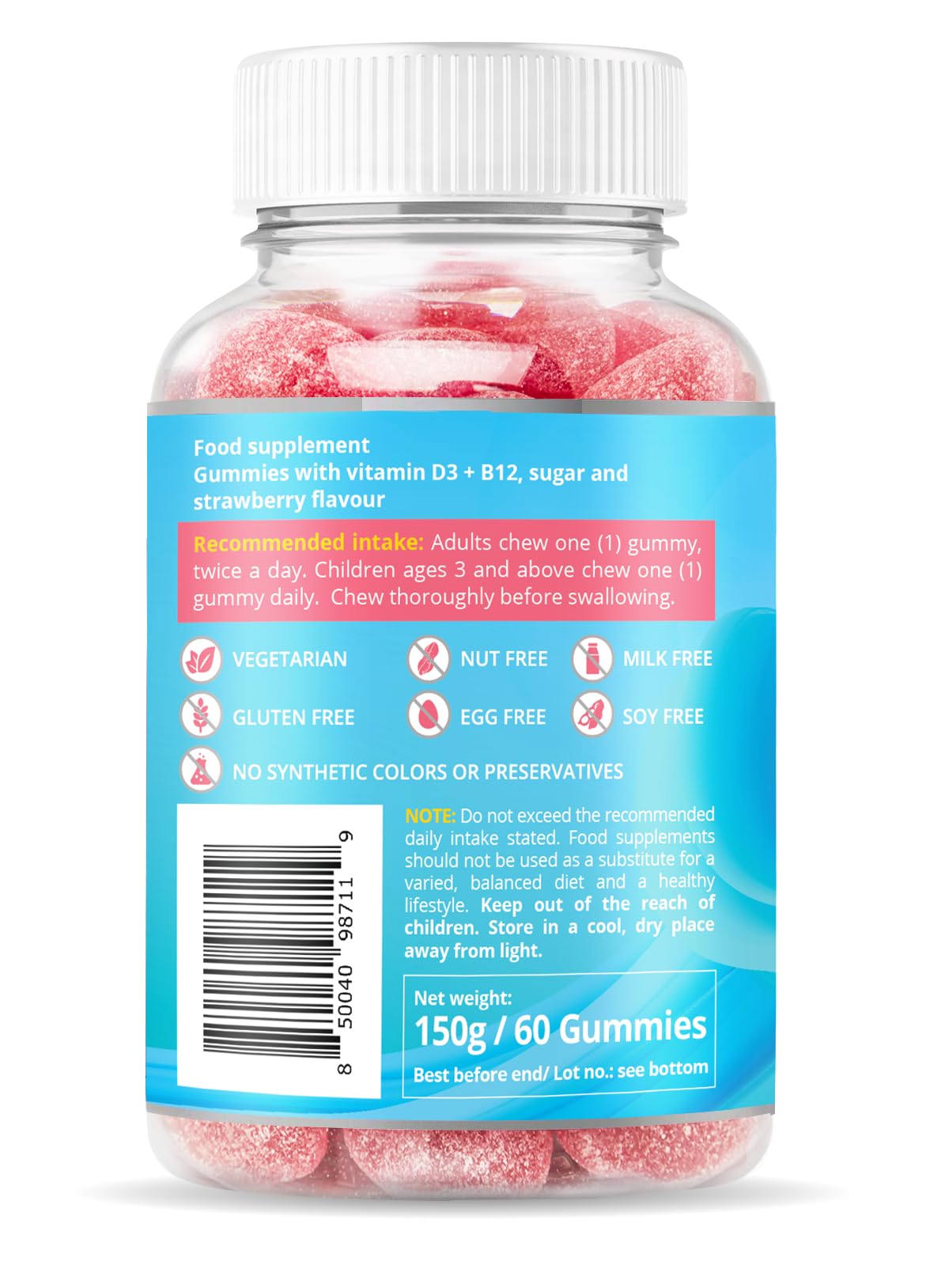 Gomitas vitamina B12 BeLive para función cognitiva y energía diaria